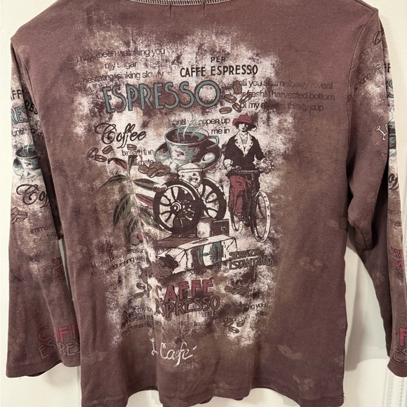 Brown Graphic Cafe Espresso Top - Picture 2 of 2